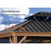 PURPLE LEAF Outdoor Hardtop Gazebo for Patio Galvanized Steel Double Roof Permanent Canopy Teak Finish Aluminum Frame Pavilion Gazebo with Netting - 4 of 4