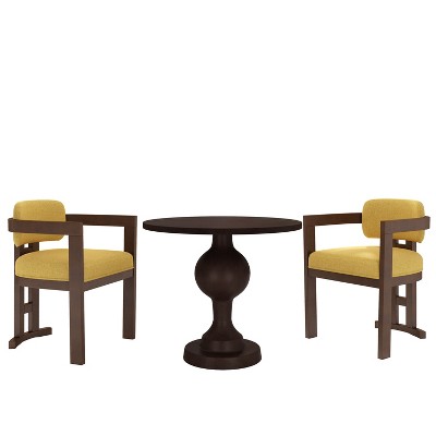 Christopher Knight Home Jace 3 Pieces Rubberwood and Aluminum Upholstered Dining Set