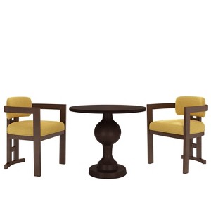 Christopher Knight Home Jace 3 Pieces Rubberwood and Aluminum Upholstered Dining Set - 1 of 4