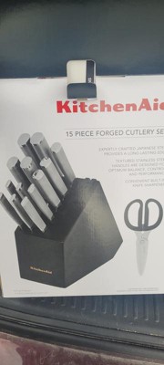 KitchenAid Slim Black 15pc Stainless Steel Knife Block Set