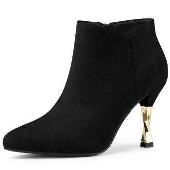 Allegra K Women's Pointed Toe Stiletto High Heels Ankle Boots