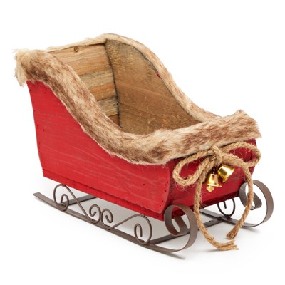 Okuna Outpost Santa Sleigh Decoration for Home, Office, 12.2 x 8.5 x 6.5 in