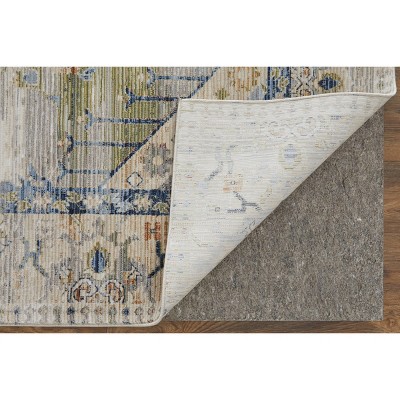 Rectangular Light Green and Blue Viscose Area Rug
