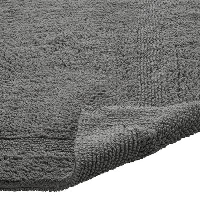Luxurious Gray Cotton Tufted Reversible Bath Rug Set