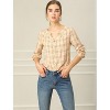 Allegra K Women's Casual Plaid Blouse Button Up V-Neck Long Sleeve Western Shirt - 3 of 4