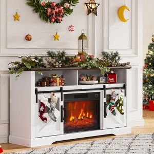 60" Electric Fireplace Tv Stand for Tvs Up to 65 in, with 23'' Electric Fireplace & Sliding Barn Door, Large Entertainment Center for Living Room - 1 of 4