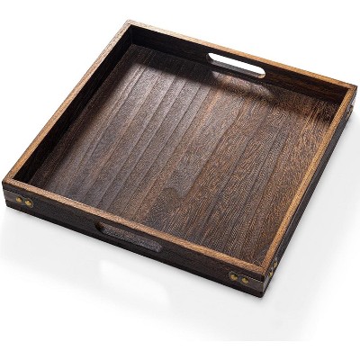 Attop Serving Tray with Handles,Square Large Serving Platters for Home Decor,Ottoman,Bed,Kitchen,Bathroom, Breakfast,Bar