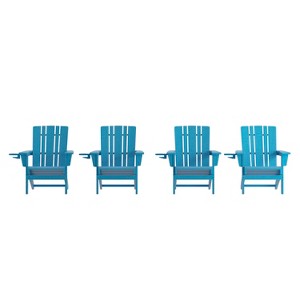 Flash Furniture Halifax Adirondack Chair with Cup Holder, Weather Resistant HDPE Adirondack Chair - 1 of 4