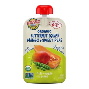 Earth's Best Butternut Squash Sweet Peas and Mango Pouch Baby Meals - 3.5oz - 1 of 4