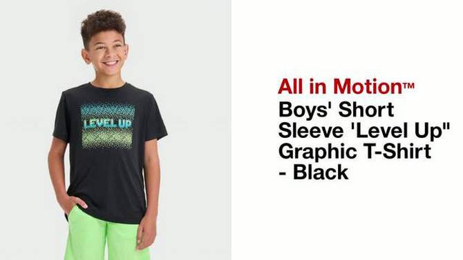 Boys&#39; Short Sleeve &#39;Level Up&#34; Graphic T-Shirt - All In Motion™ Black, 2 of 5, play video