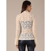 INSPIRE CHIC Women's Floral Lace Mesh Mock Neck Long Bell Sleeve Casual Dressy Blouse - 4 of 4