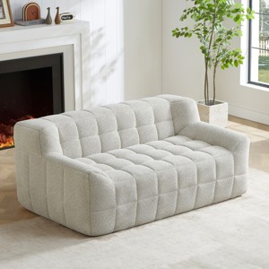 Velvet 2-Seater Modular Loveseat,64.6" Tufted Full Compression Sofa with High-Density Foam,Modern Couch for Living Room,No Assembly-Baofuwish - 1 of 4