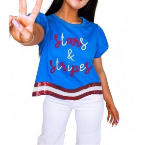 Women's STARS AND STRIPES PATCH TEE - Peach Love - 1 of 3