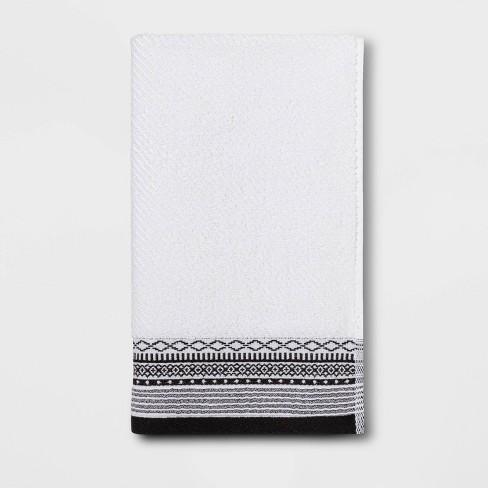 Diamond Border Terry Hand Towel Black/white - Threshold™ : Target