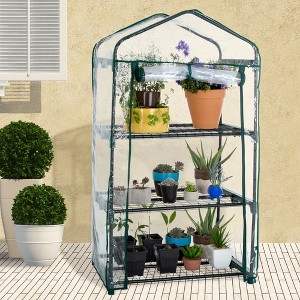 Mini Outdoor Greenhouse with PVC Cover and Metal plant Shelves by Nature Spring - 1 of 4