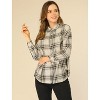 Allegra K Women's Button Down Shirts Turnover Collar Chest Pockets Classic Plaid Shirts - 3 of 4