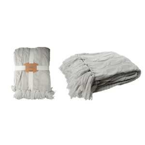VIP 60 Inch Gray Knitted Acrylic Throw Blanket with Tassels Cozy Stylish Soft Easy Care Perfect for Home Decor and Gifts - 1 of 2