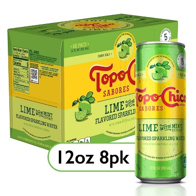 Topo Chico Sabores Lime Mint Sparkling Water - 8pk/12 Fl Oz Cans : Target