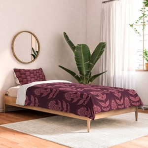 Deny Designs Schatzi Brown Aurelia Floral Burgundy Twin/Twin XL Comforter and Sham Set (2-3pc Set) - 1 of 4