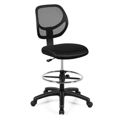 Mesh Drafting Chair Mid Back Office Chair Adjustable Height W/footrest  Armless : Target