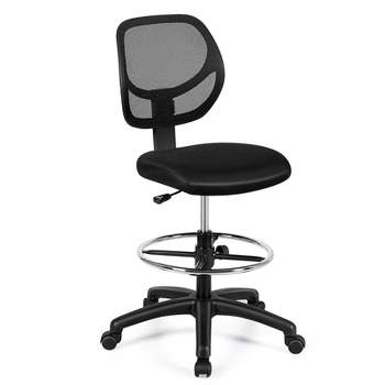 Mesh Drafting Chair Mid Back Office Chair Adjustable Height w/Footrest Armless