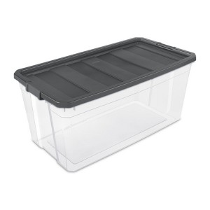 Sterilite Storage System Solution with 200 Quart Clear Stackable Storage Box Organization Containers with Grey Latching Lid - 1 of 4