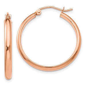Black Bow Jewelry 2.8mm x 25mm Polished 14k Rose Gold Half Round Tube Hoop Earrings - 1 of 4