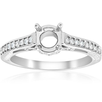 Pompeii3 Vintage 1/5ct Semi Mount Engagement Ring Setting 14K White Gold