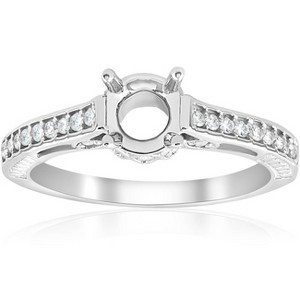 Pompeii3 Vintage 1/5ct Semi Mount Engagement Ring Setting 14K White Gold - 1 of 4