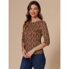 INSPIRE CHIC Women's Elbow Sleeves Boat Slim Fit Casual Stripe Animal Print Multi Floral Pattern T-Shirt - 2 of 4