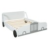 NicBex Twin/Full Size Car-Shaped Platform Bed Frame with Wheels for Boys,Solid Wood Slats Support,No Box Spring Needed,Easy Assembly,Blue/Gray/White - 4 of 4