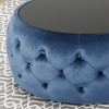 Okak Exquisite Round Velvet Storage Ottoman Bench Button-tufted Coffee Table with Glass Desktop Panel Footrest for Living Room Bedroom, Dark Blue - 4 of 4