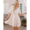Women's Wrap V-Neck Dot Dress Flutter Sleeve Mini Dress Breathable Summer Dress - 3 of 4