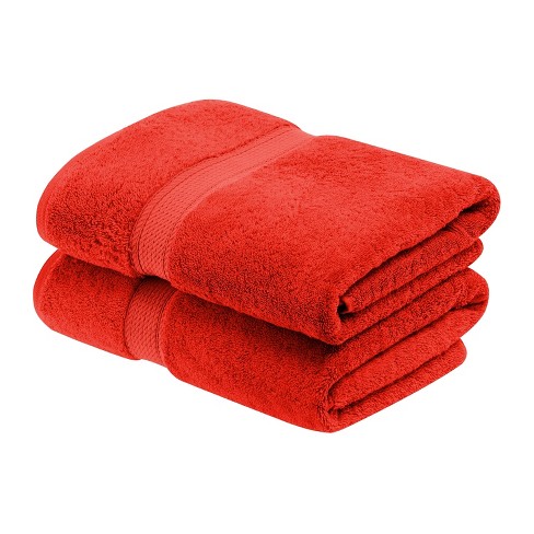 Solid Luxury Premium Cotton 900 GSM Highly Absorbent 2 Piece Bath Towel  Set, Red by Blue Nile Mills