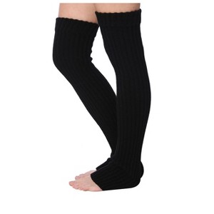 Isadora Paccini Women's 80s Style Extra Long Onyx Black Symmetry Ribbed Knit Leg Warmers for Parties & Sports Accessories - 1 of 1