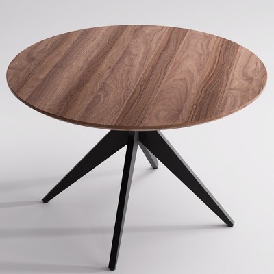 YOUNIKE Round Dining Table for Small Spaces, Modern Wooden Kitchen Table with Metal Legs, Living Room Table for Kitchen, Breakfast Nook