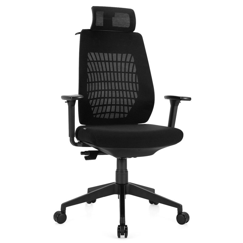 Costway High Back Mesh Office Chair Swivel Reclining Task Chair w/Clothes Hanger, 1 of 11
