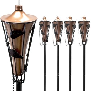 Sorbus 4 Pack Outdoor Metal Patio Torches – Includes Fiberglass Wick and Snuffer Cap - 1 of 4