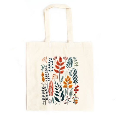 City Creek Prints Winter Leaves Canvas Tote Bag - 15x16 - Natural