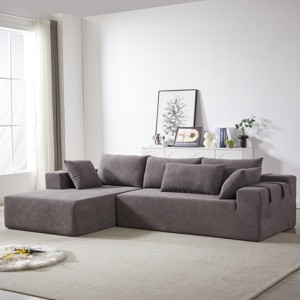 108" Chenille Modular Sectional Sofa,Upholstered L-Shape Sofa with 6 Pillows,Free Combination for Home Living Room-Baofuwish - 1 of 4