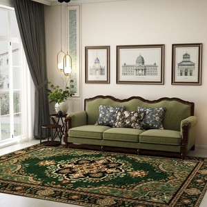 5x7ft Washable Oriental Floral Prints Area Rug, Thin Distressed Non-Slip Carpet for Living Room Bedroom, Dining Room Decor - 1 of 4