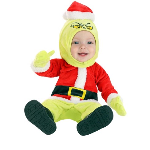 HalloweenCostumes.com 0-3 Months Dr. Seuss The Grinch Santa Costume for  Infants, Black/Red/Green