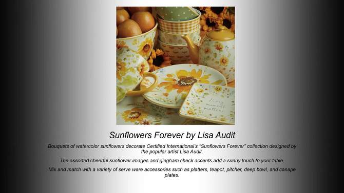 Set of 4 Sunflowers Forever Canape Plates - Certified International, 2 of 8, play video