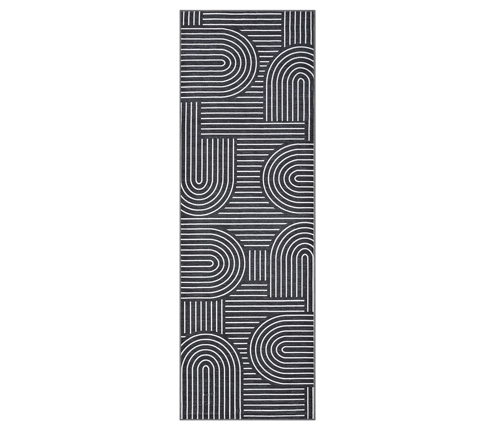 Washable Modern Large Living Room Rugs, Rainbow Print Soft Non Slip Bedroom Carpet, Low Pile Geometric Dining Room Rugs