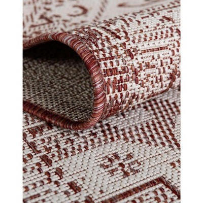 Rust Red Synthetic Medallion Outdoor Rectangular Rug 4' x 6'