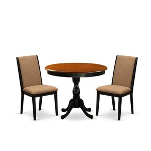 3-Piece Black and Cherry Finish Solid Wood Top - Dining Room Set with High Back - Seats-4 - 1 of 4