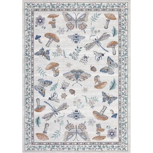 Washable Hallway Runner Rug, Modern Insect Floral Low Pile Kitchen Runner, Soft Non-Slip Stain-Resistant Carpet for Laundry or Bedroom - 1 of 4