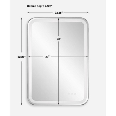Silver Rectangular LED Lighted Vanity Mirror