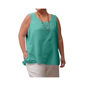 Women's Crinkle Cotton Sleeveless Top - Plus - On The Plus Side - 1 of 2