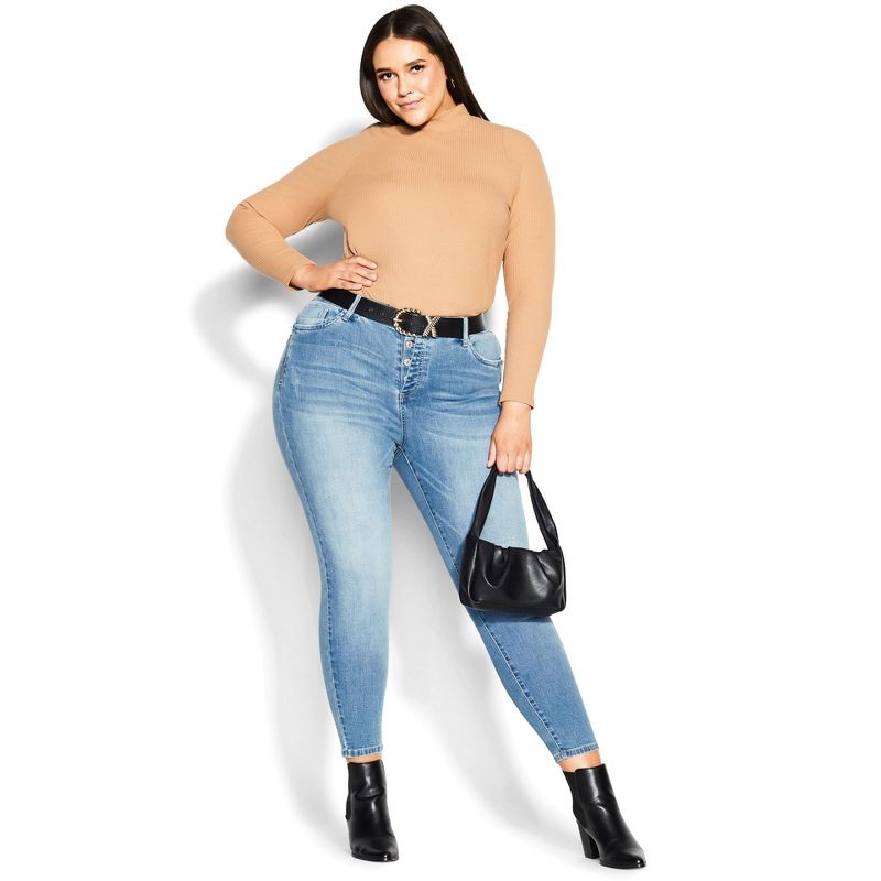 Women's Plus Size Serendipity Zip Jean - indigo | AVENUE, 1 of 4